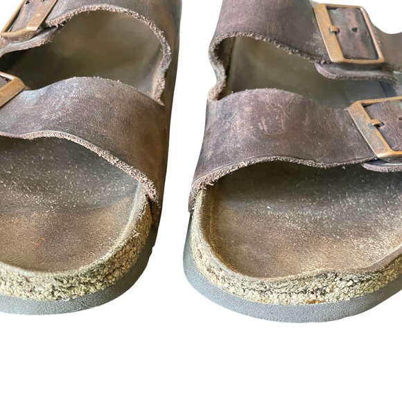Birkenstock Womens Arizona Oiled Leather Two Strap Slide Sandals Size 40 (9-9.5) main image 0